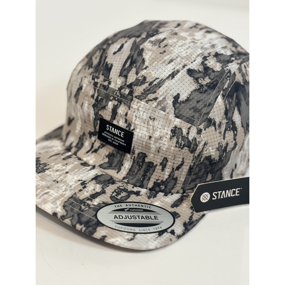 NWT Stance Hat Kinetic 5 Panel Grey Camo Cap Adjustable Hiking Camping Beach acg